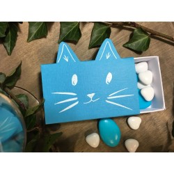 Boite Dragées Chat Turquoise (x1)