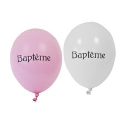 Ballons Baptême Rose (x8)