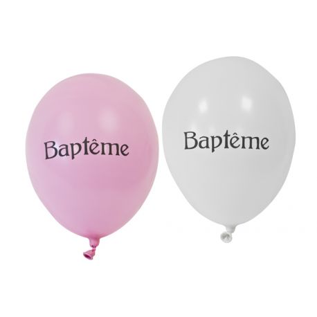 BALLONS BAPTEME ROSE x8