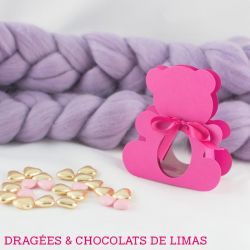 Contenant dragée Nounours Fuchsia (x6)