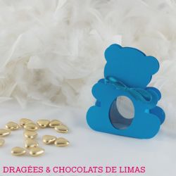 Contenant dragée Nounours Bleu Turquoise (x6)