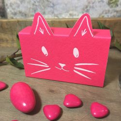 Boite Dragées Chat Fuchsia (x1)