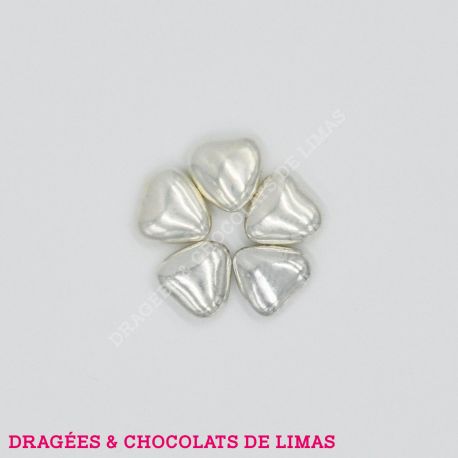 Dragées MINI COEUR Chocolat Argent 500G