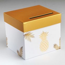 URNE ANANAS BLANC/OR