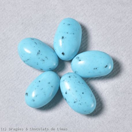 Galets Lorenzo bleu turquoise - Dragées amande gianduja - Dragées Médicis