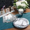 CHEMIN DE TABLE INTISSE BLEU CANARD