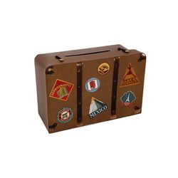 Urne Valise Voyage Marron à Motifs (x1)