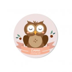 Sticker personnalisé Hibou ⌀ 3,8cm (x35)