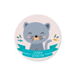 Sticker personnalisé Chat Gris x35