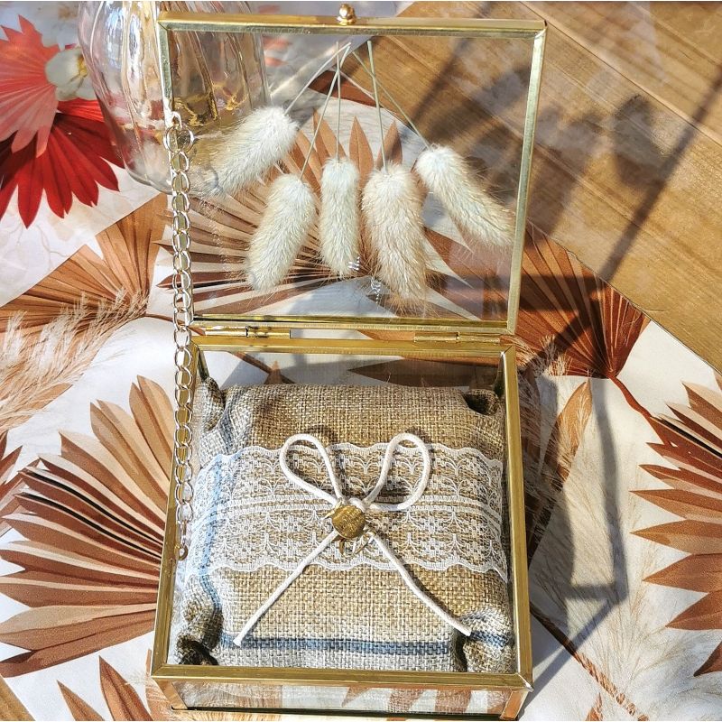 Boîte à Bijoux Ou Vitrine Miniature En Verre Avec Miroir - Motif Floral Scottish - Occasion