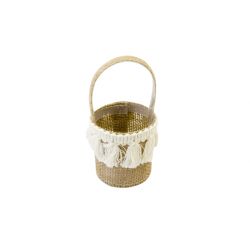 PANIER DRAGEES CHAMPETRE TOILE & POMPONS