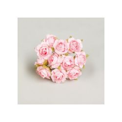 Fleurs en papiers Rose x12