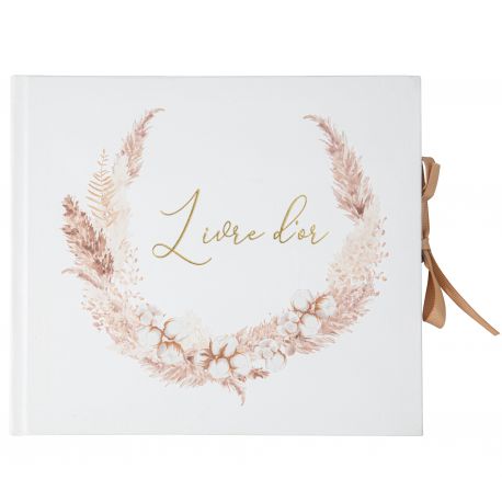 LIVRE D'OR PAMPAS FLEURS DE COTON