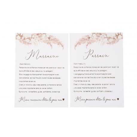 x2 cartes PARRAIN MARRAINE PAMPAS