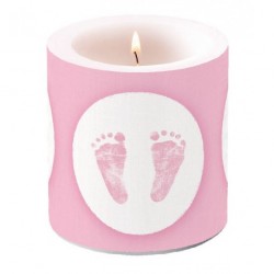 Bougie de Table Baptême Pieds Bébé Rose