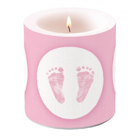 Bougie de Table Baptême Pieds Bébé Rose