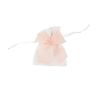 x4 Pochons à dragées blanc noeud mousseline blush