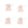 x4 Pochons à dragées blanc noeud mousseline blush