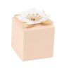 Contenant cube papier blush et fleur blanc et or x10