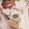 Contenant cube papier blush et fleur blanc et or x10