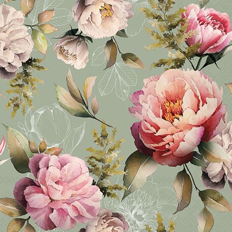 Serviettes pivoines x20