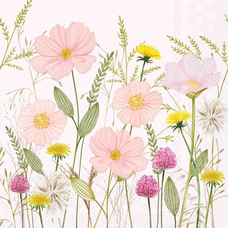 Serviettes fleurs pastel x20