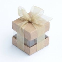 Boite dragées cube Kraft x10