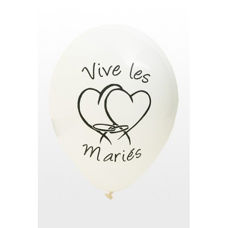 Ballon Vive Les Mariés Blanc ⌀ 28cm (x8)